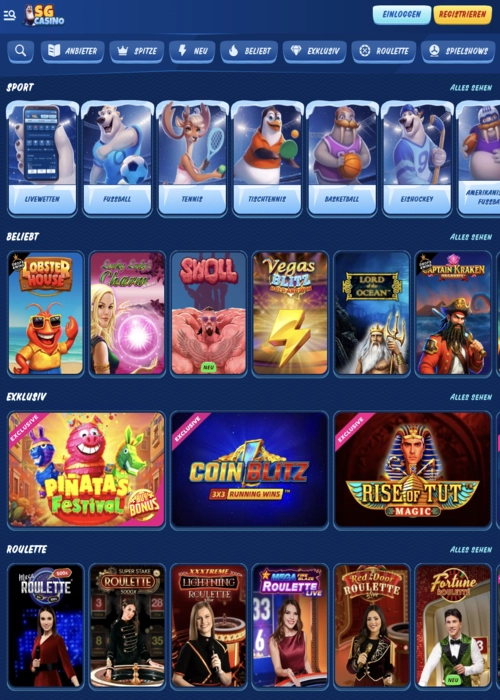 Main game selection portal SG Casino