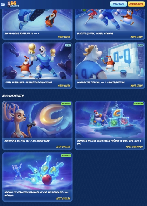 Premium promotions offers page SG Casino